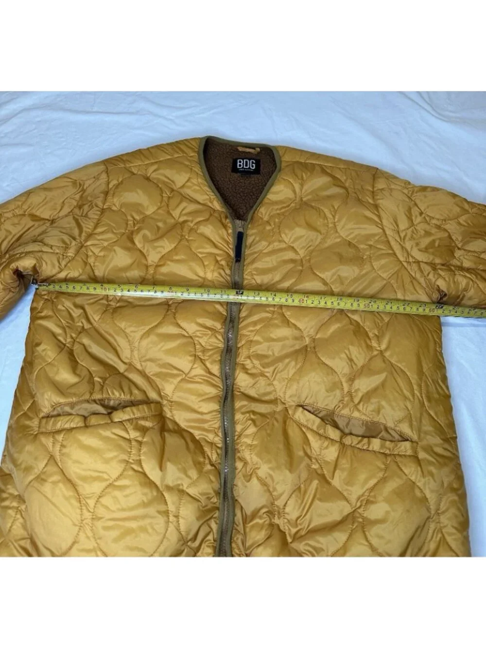 BDG Men’s Military-style Nylon quilted liner jacket Mustard XL